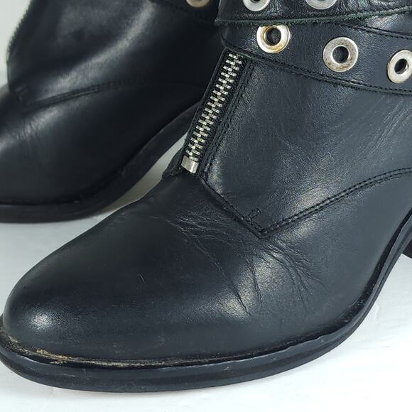 Office London Women’s US7,5 EU38 Black Leather Front Zip Studded Ankle Booties - Picture 12 of 16